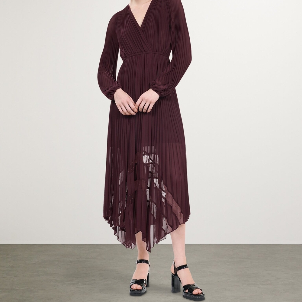 The Kooples Deep Burgundy Long Sleeve Dress